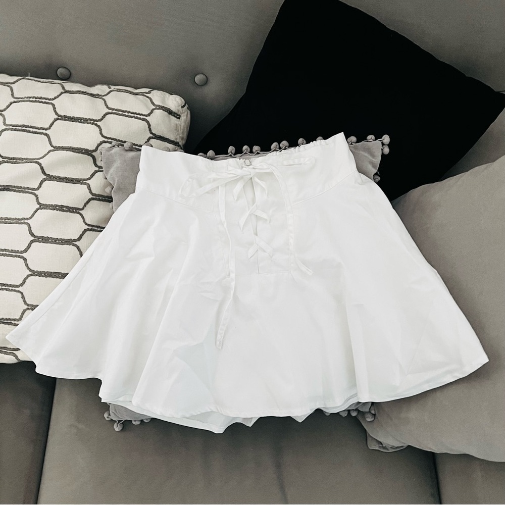 Harajuku Fashion White Coquette Girly Ribbon Mini Skirt
